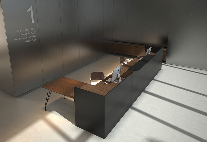 Mostrador de recepción a medida. Mesa mostrador por BK Contract